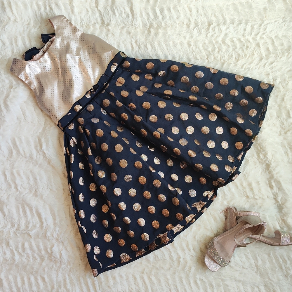Rose Gold Polka Dot Dress with Matching Shoes